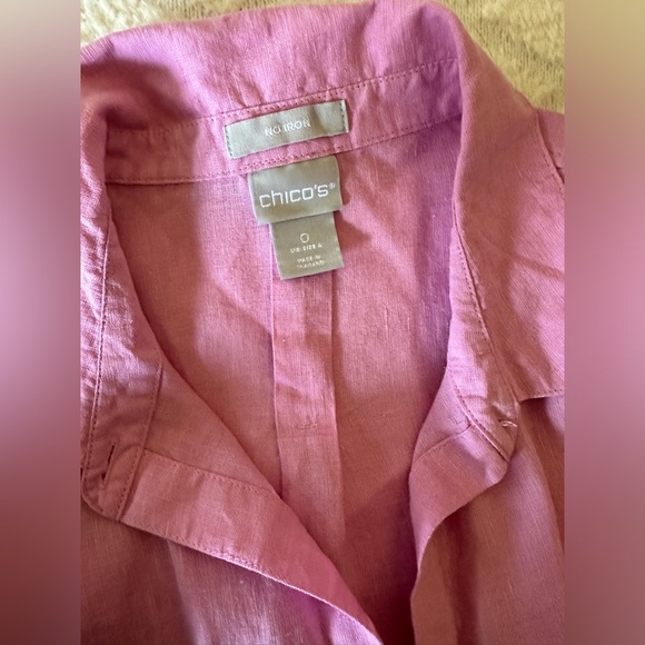 Womens No Iron Linen Shirt Iris Blossom - Picture 3 of 5